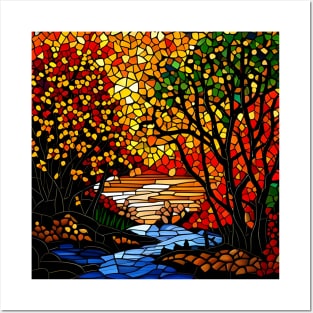 Stained Glass Autumn Foliage Posters and Art